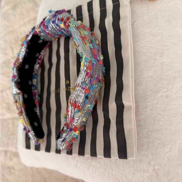 Lele Sadoughi Silver Metallic Confetti Knotted Women’s Headband - Picture 8 of 14